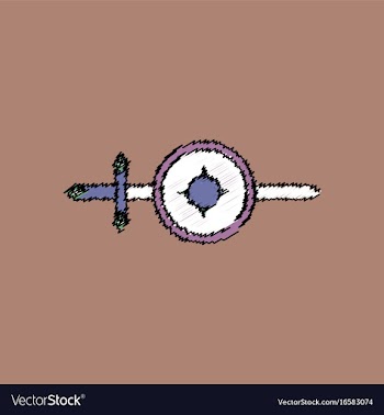 Flat shading style icon sword and shield vector image