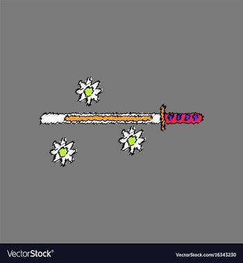 Flat shading style icon sword and shuriken vector image