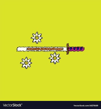 Flat shading style icon sword and shuriken vector image