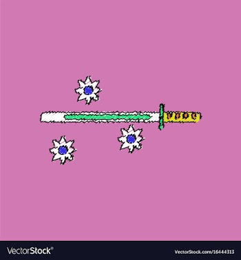 Flat shading style icon sword and shuriken vector image