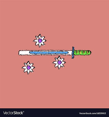 Flat shading style icon sword and shuriken vector image