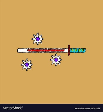 Flat shading style icon sword and shuriken vector image