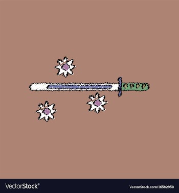 Flat shading style icon sword and shuriken vector image