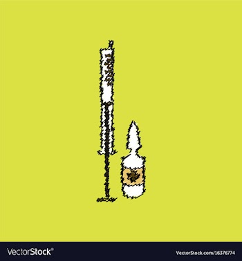 Flat shading style icon syringe with medicine vector image