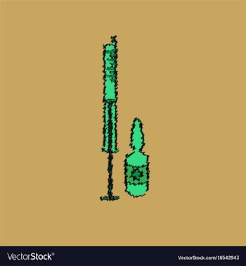 Flat shading style icon syringe with medicine vector image