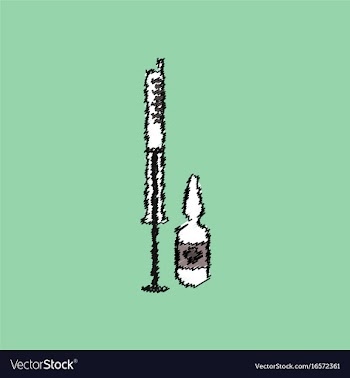 Flat shading style icon syringe with medicine vector image