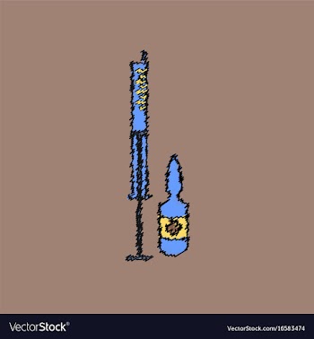 Flat shading style icon syringe with medicine vector image