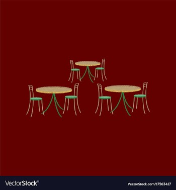 Flat shading style icon tables and chairs vector image