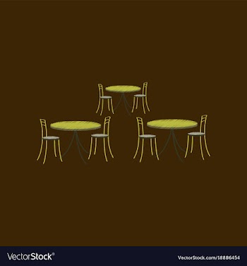 Flat shading style icon tables and chairs vector image
