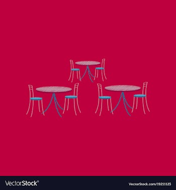 Flat shading style icon tables and chairs vector image