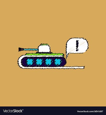 Flat shading style icon tank and exclamation mark vector image