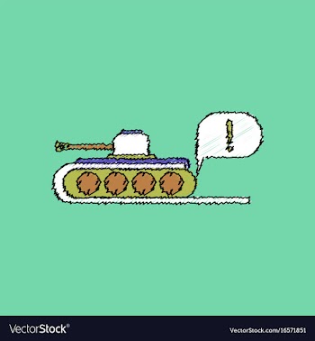 Flat shading style icon tank and exclamation mark vector image