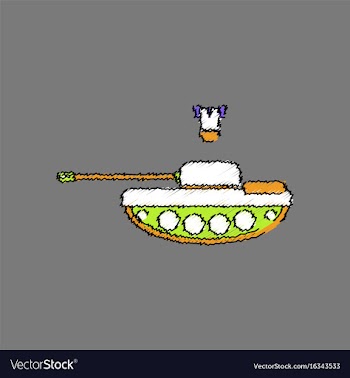 Flat shading style icon tank and mortar shell vector image
