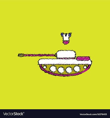 Flat shading style icon tank and mortar shell vector image