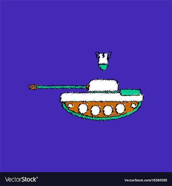 Flat shading style icon tank and mortar shell vector image