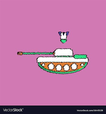 Flat shading style icon tank and mortar shell vector image