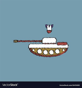 Flat shading style icon tank and mortar shell vector image