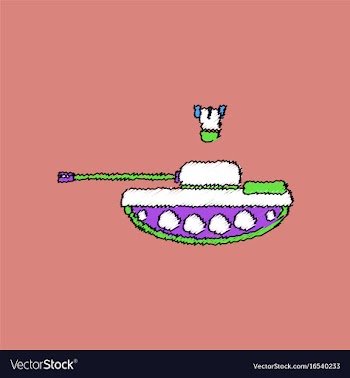Flat shading style icon tank and mortar shell vector image
