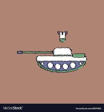 Flat shading style icon tank and mortar shell vector image