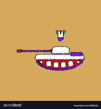 Flat shading style icon tank and mortar shell vector image