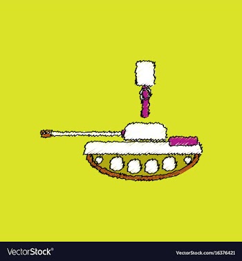 Flat shading style icon tank and old grenade vector image