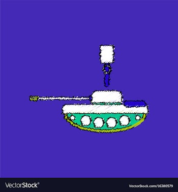 Flat shading style icon tank and old grenade vector image
