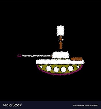 Flat shading style icon tank and old grenade vector image