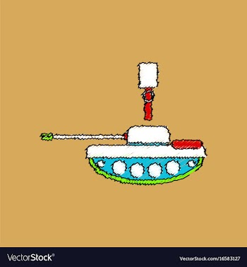 Flat shading style icon tank and old grenade vector image