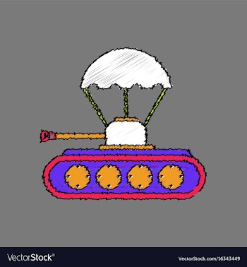 Flat shading style icon tank on parachute vector image