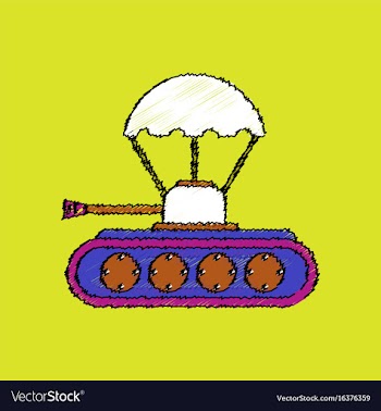 Flat shading style icon tank on parachute vector image