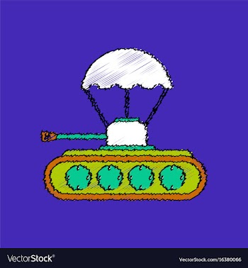Flat shading style icon tank on parachute vector image