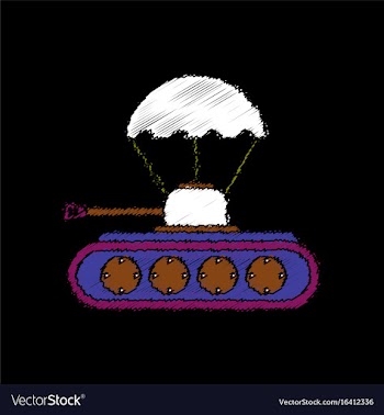 Flat shading style icon tank on parachute vector image