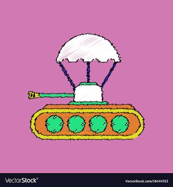 Flat shading style icon tank on parachute vector image