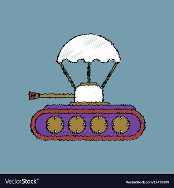 Flat shading style icon tank on parachute vector image