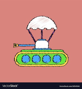 Flat shading style icon tank on parachute vector image