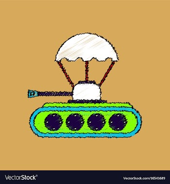 Flat shading style icon tank on parachute vector image