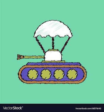 Flat shading style icon tank on parachute vector image