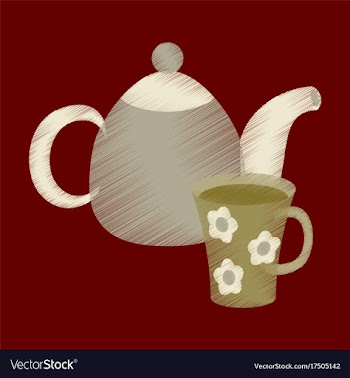 Flat shading style icon tea kettle and cup vector image