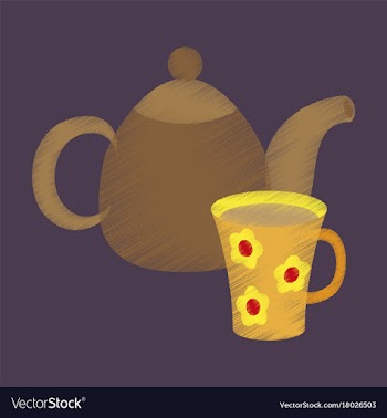 Flat shading style icon tea kettle and cup vector image