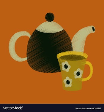 Flat shading style icon tea kettle and cup vector image