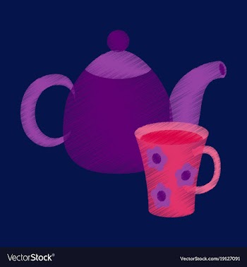 Flat shading style icon tea kettle and cup vector image