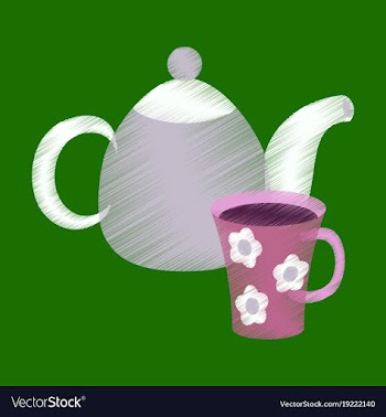 Flat shading style icon tea kettle and cup vector image