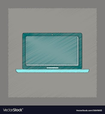 Flat shading style icon technology laptop vector image