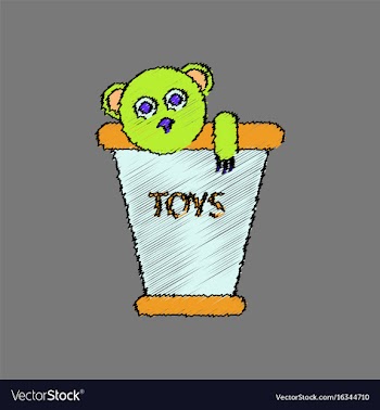 Flat shading style icon teddy bear in bucket vector image