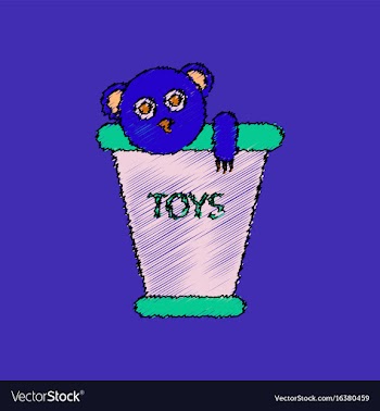 Flat shading style icon teddy bear in bucket vector image