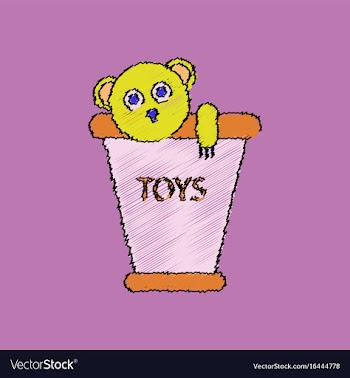 Flat shading style icon teddy bear in bucket vector image