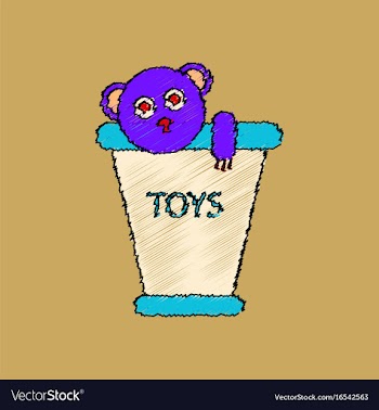 Flat shading style icon teddy bear in bucket vector image