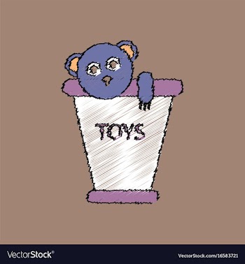 Flat shading style icon teddy bear in bucket vector image