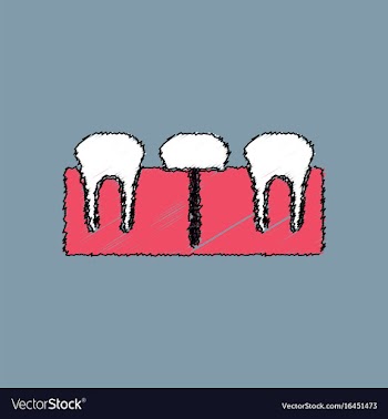Flat shading style icon teeth and gum vector image