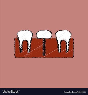 Flat shading style icon teeth and gum vector image